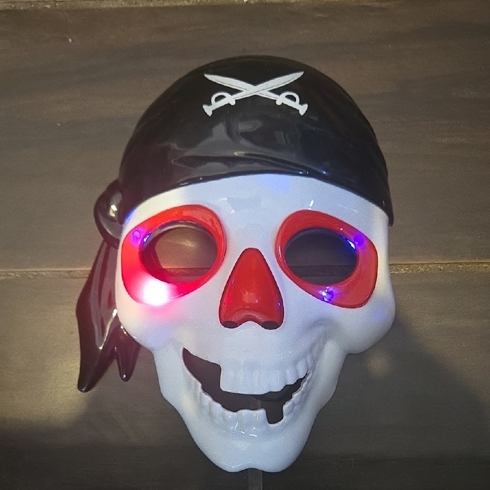LED Pirate Skull Mask for Kids - Black and Red